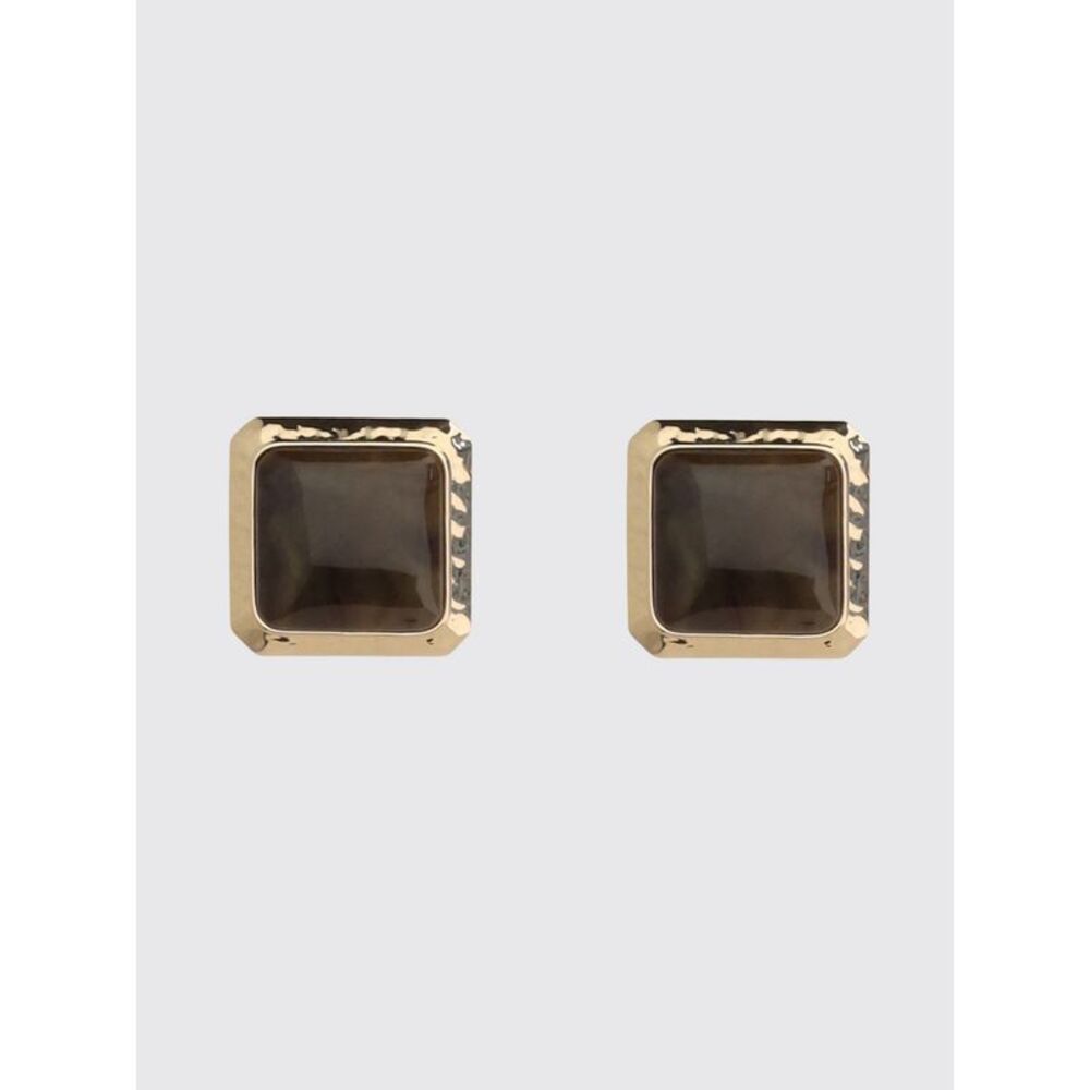 Self-Portrait Women Self-Portrait Square Brass Button Earrings With Crystals